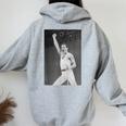 Queen Live Aid フレディ・マーキュリー・ウェンブリー・スタジアム 1985 レディース オーバーサイズ パーカー バックプリント Sport Grey