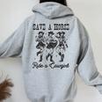 Save A Horse Ride A Cowgirl レトロ ウエスタン ロデオ カントリーガール レディース オーバーサイズ パーカー バックプリント Sport Grey