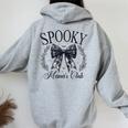 Spooky Mamas Club ソーシャル ハロウィン ダークコケット ブラック リボン レディース オーバーサイズ パーカー バックプリント Sport Grey