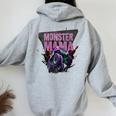 Vintage Monster Truck Mama Cool Mother Of Birthday Boy Crew Women Oversized Hoodie Back Print Sport Grey