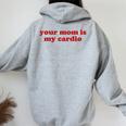 Your Mom Is My Cardio Y2k Aesthetic レディース オーバーサイズ パーカー バックプリント Sport Grey