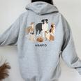 いぬ わんこ 大集合 イラスト おしゃれ シンプル かわいい 手書き 犬飼い 犬好き 女性 男性 犬柄 レディース オーバーサイズ パーカー バックプリント Sport Grey