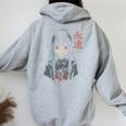 アニメ ホラーガール 美的 ソフト グランジ ワイフ 日本人 女の子 長袖tシャツ レディース オーバーサイズ パーカー バックプリント Sport Grey