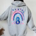 キッズ 誕生日 8 女の子 レインボー 水彩 8歳 レディース オーバーサイズ パーカー バックプリント Sport Grey