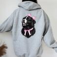 コケット リボン ニューファンドランド 犬 犬 ママ ピンクリボン 女の子 レディース オーバーサイズ パーカー バックプリント Sport Grey