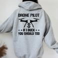 ドローン パイロット If I Duck Youhould Too ドローン フライングドローン Rc レディース オーバーサイズ パーカー バックプリント Sport Grey