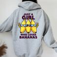 バナナ好きな女の子だけフルーツファニーイエローバナナ好き レディース オーバーサイズ パーカー バックプリント Sport Grey