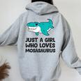 モササウルスが好きな女の子だけ レディース オーバーサイズ パーカー バックプリント Sport Grey