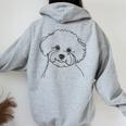 ラインアート Dad Mom Dog ビションフリーゼ レディース オーバーサイズ パーカー バックプリント Sport Grey