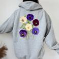 ヴィンテージ パンジー 花 ガーデニング パンジー 恋人 レディース オーバーサイズ パーカー バックプリント Sport Grey