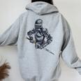 中世の兵士 騎士 戦士 ギフト 男性 女性 子供 男の子 レディース オーバーサイズ パーカー バックプリント Sport Grey