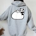 肉まんに抱きつくパンダ かわいい チャイナ 白黒 Panda Meat Bun レディース オーバーサイズ パーカー バックプリント Sport Grey