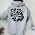 野生の女の子の夏の面白いミームかわいいけど野生のアライグマ休暇 レディース オーバーサイズ パーカー バックプリント Sport Grey