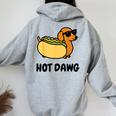 面白い犬 ホットドッグ 食通 駄洒落ギフト 男性 女性 キッズ 男の子 女の子 レディース オーバーサイズ パーカー バックプリント Sport Grey
