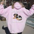& Life Is Better Dapple Dachshund Lover レディース オーバーサイズ パーカー バックプリント Light Pink