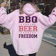 Bbq Beer Freedom レディース オーバーサイズ パーカー バックプリント Light Pink
