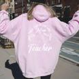 Black Teacher Mothers-Day Mom Afro Hair Melanin Pride Mama Women Oversized Hoodie Back Print Light Pink