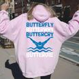 Butterfly Butterwhyバタフライバタフライファニー水泳チーム 長袖tシャツ レディース オーバーサイズ パーカー バックプリント Light Pink
