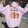 Everyone Is Welcome Here アイダホ 教師 男性 女性 キッズ レディース オーバーサイズ パーカー バックプリント Light Pink