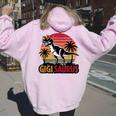 Gigisaurus Dinosaur Grandma Matching Family Saurus Women Oversized Hoodie Back Print Light Pink