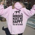 Horses Make Me Happy 楽しい馬愛好家 農家乗馬 レディース オーバーサイズ パーカー バックプリント Light Pink