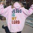Jesus Is My Lord – Christian Faithintage Graphic レディース オーバーサイズ パーカー バックプリント Light Pink