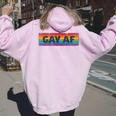 Lgbtq Gay Af Pride Lgbt Ally Rainbow Flag Retrointage レディース オーバーサイズ パーカー バックプリント Light Pink
