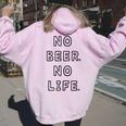 No Beer No Life ノービアーノーライフ ビール おもしろ かわいい レディース オーバーサイズ パーカー バックプリント Light Pink