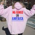 No Kings In America Flag Protest Save Democracy Women Oversized Hoodie Back Print Light Pink