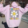 Peace Out Second Grade Retro Groovy Last Day Of 2Nd Grade Women Oversized Hoodie Back Print Light Pink