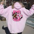 Pink Out Football Breast Cancer Awareness Cheer Mom Mama Women Oversized Hoodie Back Print Light Pink