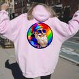 Santaclaus Rainbow 長袖tシャツ レディース オーバーサイズ パーカー バックプリント Light Pink