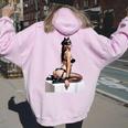 Sexy Girl グラフィックtシャツ セクシー「バッドキティ」ピンナップガール カットアウト。 レディース オーバーサイズ パーカー バックプリント Light Pink