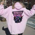 Vintage Monster Truck Mama Cool Mother Of Birthday Boy Crew Women Oversized Hoodie Back Print Light Pink