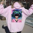 かわいいアニメの女の子 長袖tシャツ レディース オーバーサイズ パーカー バックプリント Light Pink