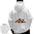 English Bulldog Apparel Bulldog Mom Life Is Ruff Men Zip Up Hoodie Back Print