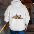 English Bulldog Apparel Bulldog Mom Life Is Ruff Men Zip Up Hoodie Back Print