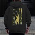 Camo US Flag French Bulldog Frenchie Patriot Dog Lover Men Zip Up Hoodie Back Print