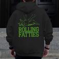 French Bulldog Rolling Fatties Dog Lover Puppy Owner Men Zip Up Hoodie Back Print