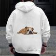 English Bulldog Apparel Bulldog Mom Life Is Ruff Men Zip Up Hoodie Back Print