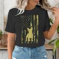 Camo US Flag French Bulldog Frenchie Patriot Dog Lover Women's T-Shirt