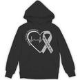 Brain Tumor Awareness Heart Brain Cancer Gray Ribbon Support Hoodie