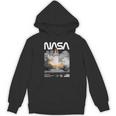 Nasa スペースシャトル打ち上げカラーの黒と白のワームロゴ Hoodie