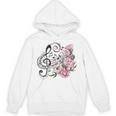 ピアノの鍵盤、音符、花 Hoodie
