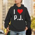 I Love Pj PJ ハート アンティーク調 長袖tシャツ パーカー