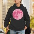 ストロベリームーンデザイン 満月 かわいいピンクムーン パーカー