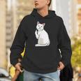 面白い猫 中指 オッドアイドキャット キティ Hoodie