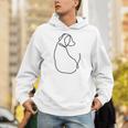 ラインタトゥー、ラインアートtシャツ、ミニマリストな犬のモチーフ パーカー