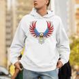 愛国的なアメリカ国旗イーグル 7月4日 バックプリント アメリカン パーカー