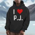 I Love Pj PJ ハート アンティーク調 長袖tシャツ パーカー